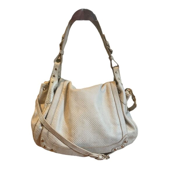 Rebecca Minkoff Gold Snake Skin Embossed Studded Leather Bag - Picture 2 of 11